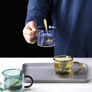 双层彩色玻璃杯创意咖啡杯高硼硅玻璃茶杯家用水杯马克杯定制