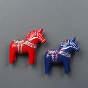 外贸出口旅游3D立体创意瑞典红马树脂冰箱贴磁贴家居装饰留言贴