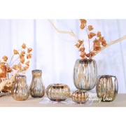 欧式南瓜葫芦造型金星珠光彩色玻璃花瓶家居样板间装饰品插花摆件