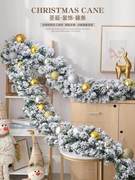 。圣诞节藤条装饰品圣诞花环松枝，楼梯装饰白色圣诞，藤条梦幻商场挂