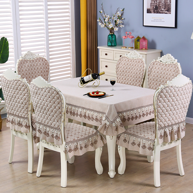 欧式田园餐椅垫套装蕾丝椅垫椅套，加大餐桌布，圆桌布茶几布桌椅套垫