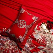 大红色龙凤婚庆全棉四件套，纯棉结婚刺绣，六八十件婚礼床上用品被套