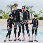 亲子家庭套装游泳衣，一家三四口度假旅游冲浪潜水大码防晒分体