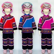 儿童女套装舞蹈表演服装彝族女童民族服装火把节绣花裤子套装