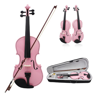 -V10普及小提琴实木粉色儿童初学练习成人弹奏演奏粉红色提琴4/4