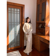2024春季法式名媛小香风镂空蕾丝，刺绣针织外套+半身裙时尚套装女