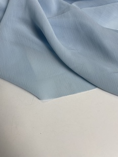 g06夏季浅蓝色素色雪纺，皱布头柔软垂坠透气连衣裙上衣汉服diy面料