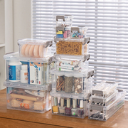 透明收纳盒桌面杂物零食玩具收纳箱，塑料小号带盖储物盒迷你小盒子