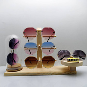 高档玻璃实木眼镜展示架墨镜太阳镜展柜陈列装饰道具创意眼镜摆台