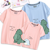 小恐龙亲子装一家三口夏装2024潮母子母女装洋气，纯棉短袖t恤