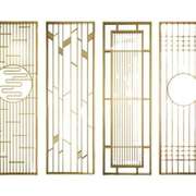 定制不锈钢隔断轻奢现代玄关新中式屏风镂空花格玫瑰金金属格栅背
