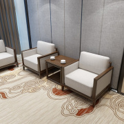 新中式会议室接待单人沙发，茶几现代酒店售楼处n洽谈办公商务