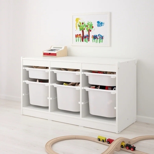 济南IKEA宜家玩具收纳柜儿童松木储物柜幼儿园储物置物架舒法特白