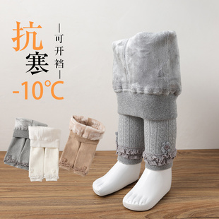 女童连裤袜秋冬季加绒加厚款，宝宝打底袜，婴儿可开裆白色儿童打底裤