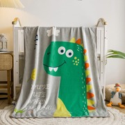 儿童毛毯幼儿园宝宝午睡盖毯卡通小恐龙空调被子夏季薄款珊瑚绒毯
