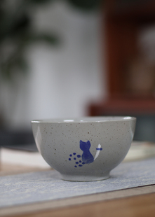 日式陶瓷碗 家用手工手绘釉下彩拉面碗 饭碗 汤碗 创意碗盘 猫咪