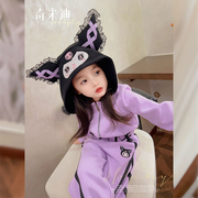 女童秋冬装套装儿童，加绒加厚连帽卫衣两件套宝宝运动休闲衣服