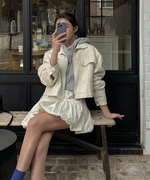 cmykorea韩国东大门女装，减龄时尚款混搭风棒球服外套