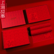 上海故事大红色羊毛围巾围脖冬季过年生肖本命年中国红礼盒装