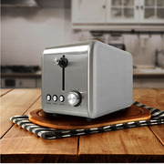 德尔烤面包机家用迷你多士炉，吐司机toaster不锈钢双槽式