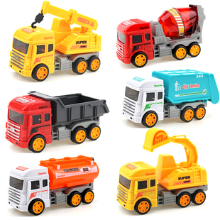 儿童惯性工程车套装宝宝，回力车玩具车模型，挖掘机搅拌车男孩玩具