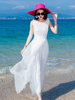 外贸高端品质女装高腰真丝连衣裙夏季纯色波西米亚桑蚕丝沙滩裙
