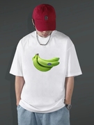 夏季水果香蕉图案印花T恤男上衣女百搭情侣装短袖纯棉打底衫
