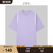 jdv男装夏季商场同款紫色全棉，户外舒适短袖休闲t恤stt3573