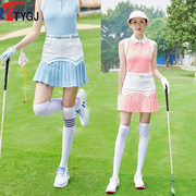 高尔夫球服装女士短裙防走光运动百褶裤裙白蓝白粉色
