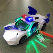 中秋节儿童礼物男孩手提灯笼玩具电动变形警察小汽车发光音乐警车