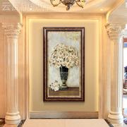 花开富贵美式入户玄关欧式客厅过道装饰画楼梯间，大气复古壁画