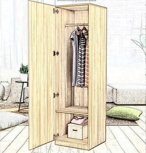 室内简约单门儿童窄简易实木衣橱收纳小衣柜阳台储物挂式柚木防霉