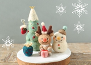 日本本土手作家可爱小动物圣诞限定雪人驯鹿兔子小熊玩具摆件
