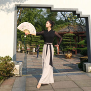 古典舞服装女修身黑色长袖旗袍上衣练功服中国风民族舞形体演