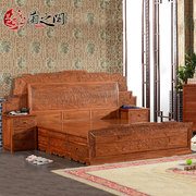 红木床非洲花梨木实木1.8米大床配床头柜明清古典中式家具q110