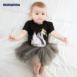 minizone宝宝三角哈衣套装夏季薄款两件装婴儿包屁衣纯棉连体哈衣