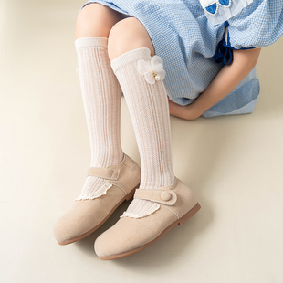 儿童长筒袜女童中筒袜过膝纯棉春秋薄款宝宝半截高筒堆堆袜长袜子