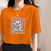 橙色短袖t恤女2022夏少女网红上衣半袖新疆棉上衣ins潮宽松潮