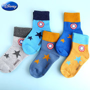 迪士尼袜子美国队长儿童袜子，中筒袜男孩春秋，款棉袜子宝宝短袜男秋
