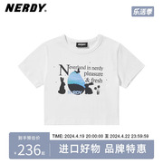 NERDY2023夏季女士露脐短袖甜美酷辣短款t恤上衣性感潮牌宽松