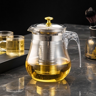 304不锈钢胆防爆耐热玻璃泡茶壶花茶壶玻璃茶杯过滤茶具套装