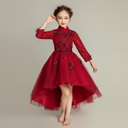 儿童礼服中式女童公主裙小花童婚纱主持人演出服钢琴表演服洋气春