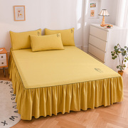 夏季彩棉床裙床罩单件，防尘保护套1.5米1.8床单，床垫床笠防滑四季款