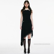 韩国 BADEE 2023新夏款淑女装ins风格黑色低腰吊带连衣裙