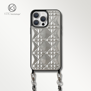 KASO钻石纹皮革斜挎高级感限量版适用苹果iPhone14ProMax高档防摔链条13手机壳小香风潮牌小众12个性全包