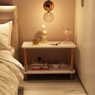 床头柜子置物架小型实木出租房，用现代简约家用卧室简易极窄床边柜