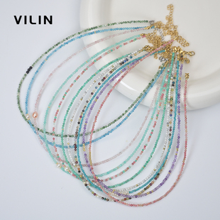 vilin原创 天然石淡水珍珠项链女极细小众设计简约手工串珠锁骨链