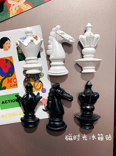 ins风欧式黑白国际象棋创意冰箱贴树脂立体磁力家具装饰磁贴