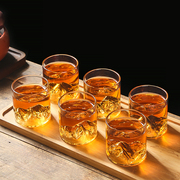 国潮咖啡威士忌家用高硼硅耐高温茶具玻璃杯，150ml观山小茶杯6只