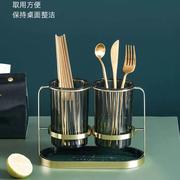 轻奢北欧风筷子筒置物架 家用厨房餐具沥水储物桶 筷子勺子收纳盒